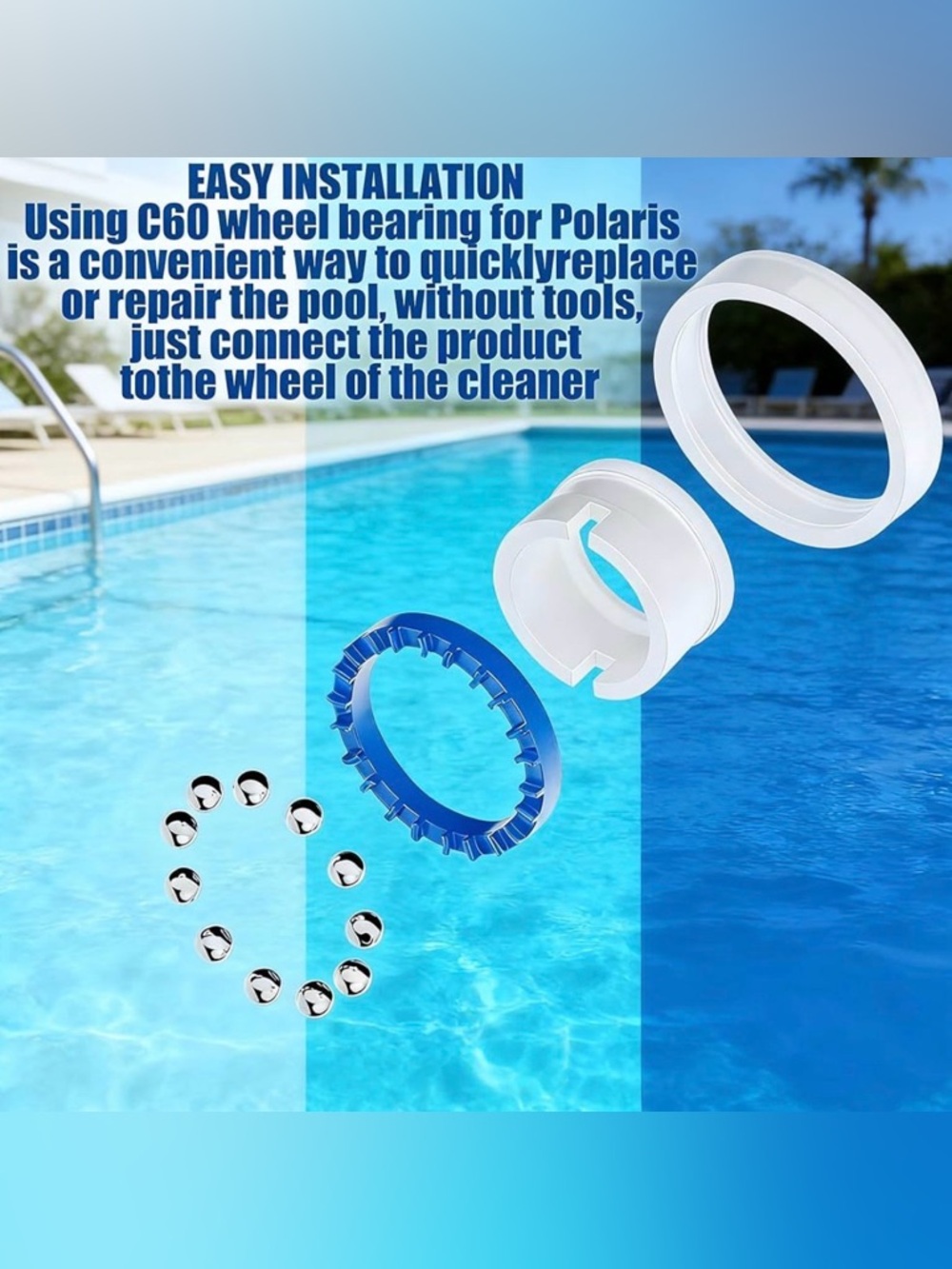 Pool Cleaning Robot Parts Wheel Bearing for Polaris Automatic Pool Cleaner - 8 - Picture 5 of 16
